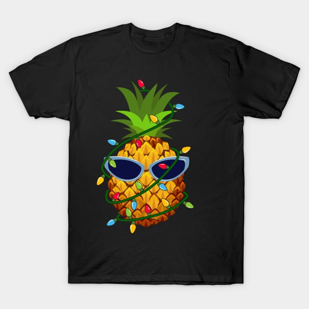 Pineapple Christmas Tree Lights Xmas Boys Men Sunglasses T-Shirt by saugiohoc994